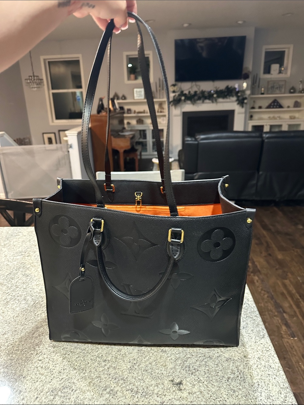 LV Black Go Tote with Gold Hardware & H Navy belt bundle (or better offer) - Picture 5 of 11